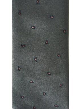 Beau Brummell Neck Tie Gray w Tiny Red Paisley 3.25 inches Wide 54 inches Long